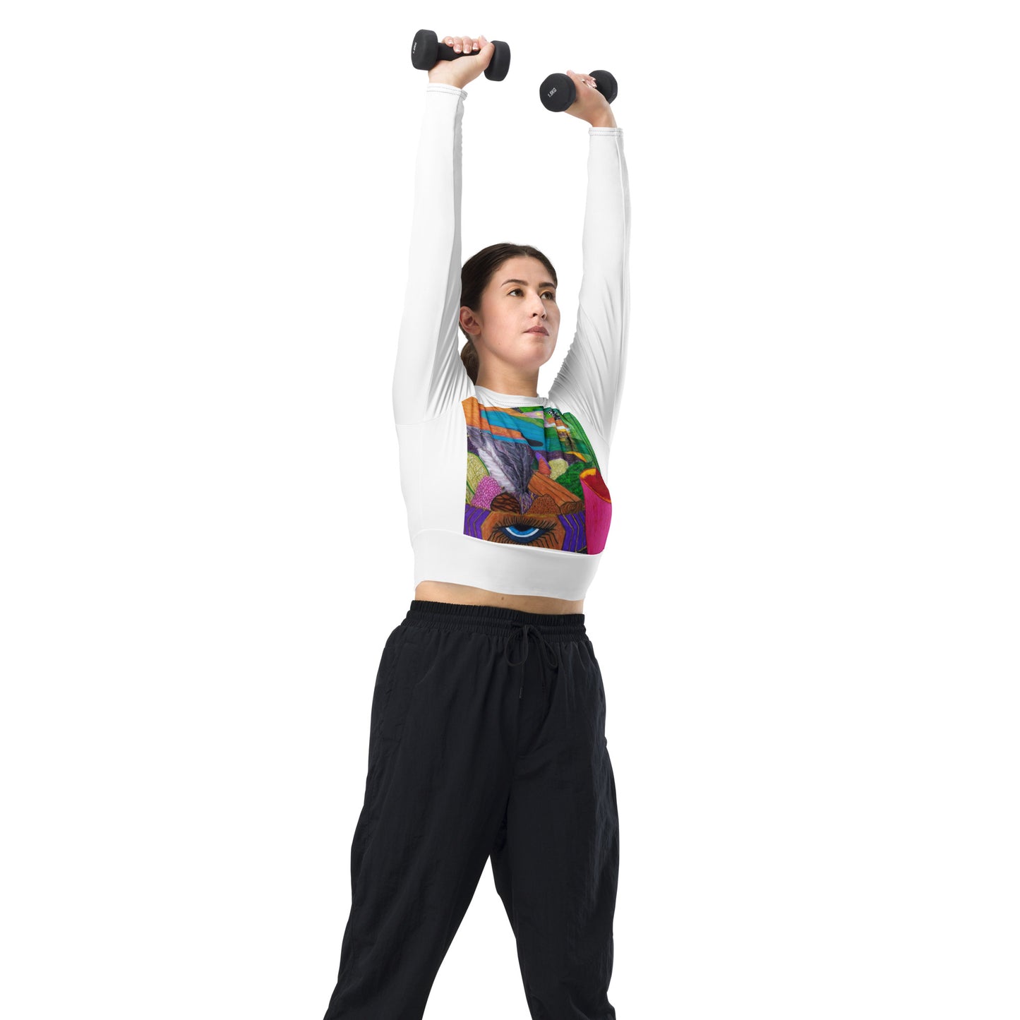 Recycled long-sleeve crop top