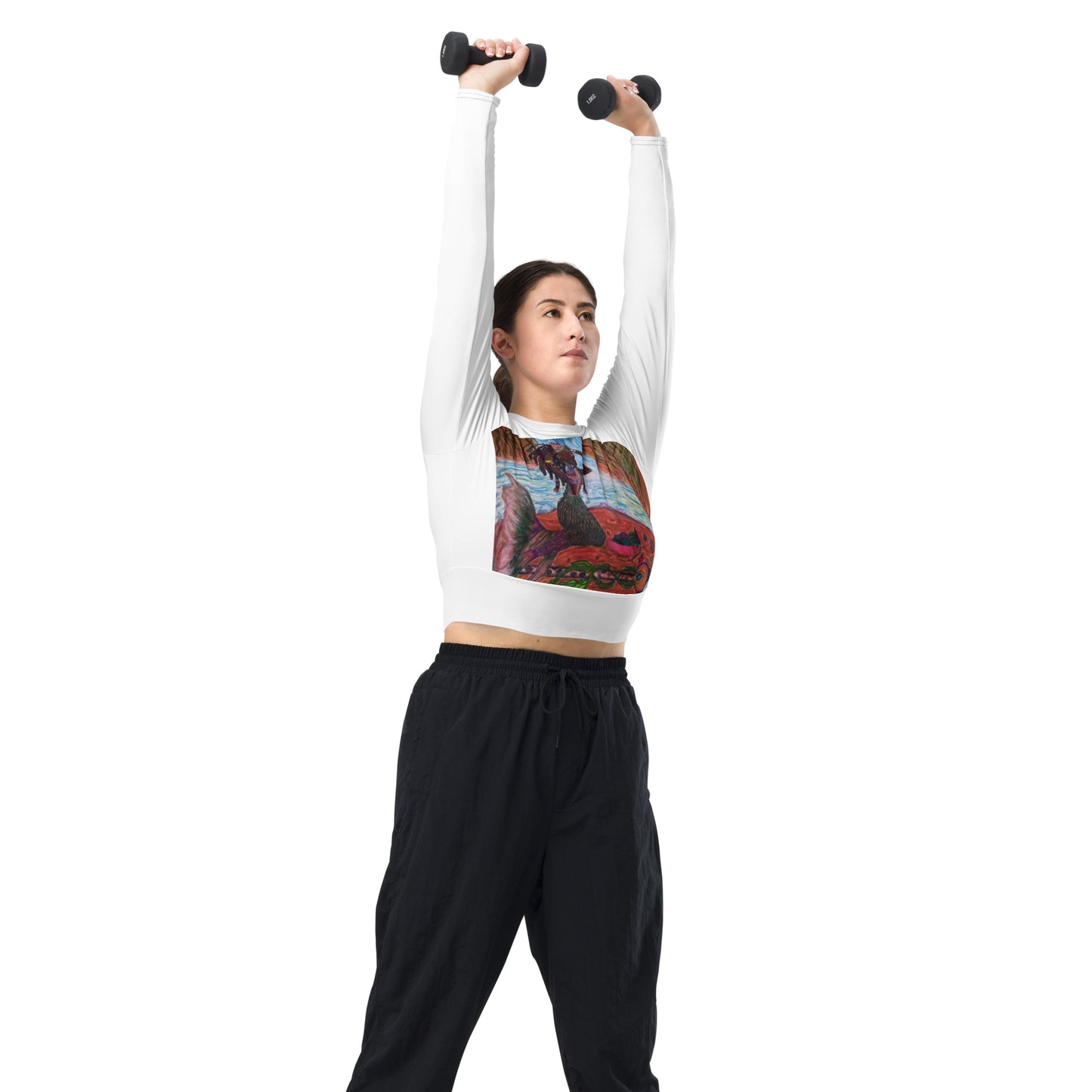 Recycled long-sleeve crop top