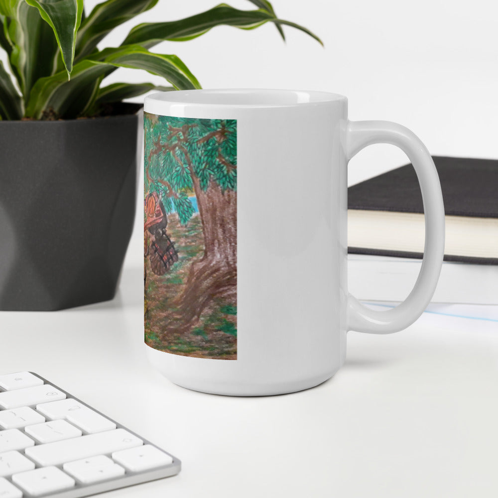 White glossy mug